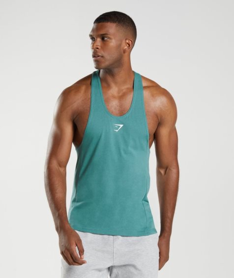 Men's Gymshark React Stringer Tanks Turquoise | NZ 8YUBXW